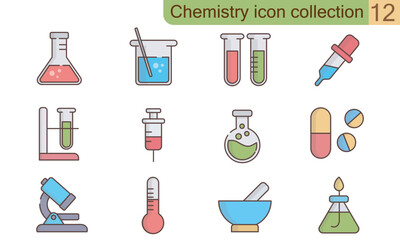 Chemistry icon set. Simple set of chemistry vector icons for web design