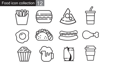 Fast food icons set in flat style vector illustration