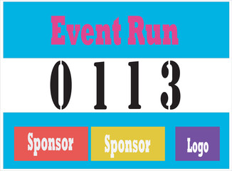 Blue colored marathon number bib isolated on white