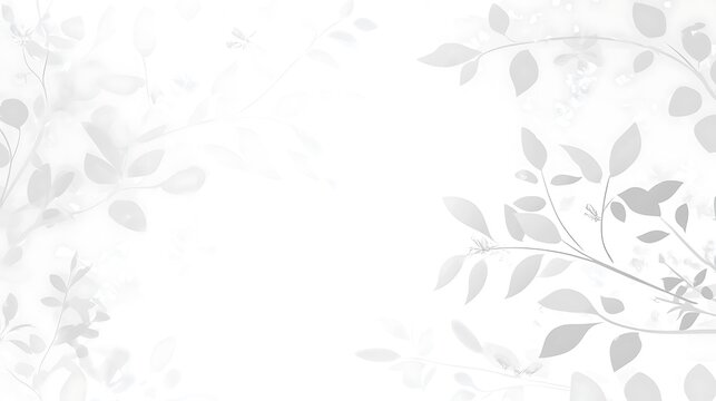Delicate grey leaves and flowers frame a white space