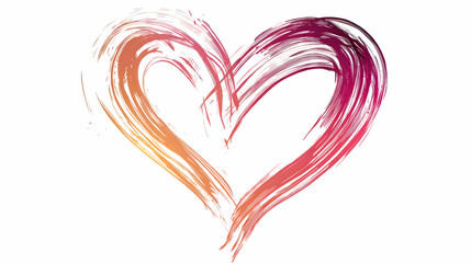 Heart Outline with Colorful Brush Strokes and Transparent Background,generative ai