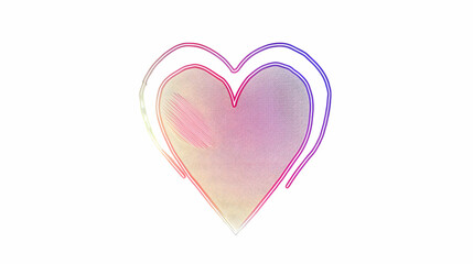 Heart Outline with Colorful Brush Strokes and Transparent Background,generative ai
