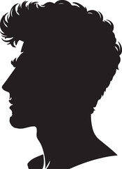 Man head full black Silhouette the white background