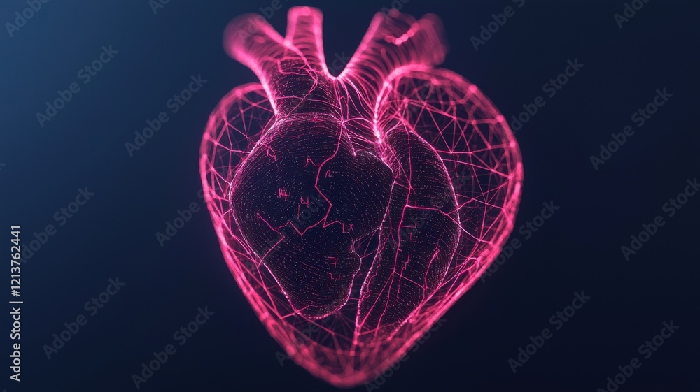 Poster dynamic heart animation digital art health visualization abstract background close-up view medical c