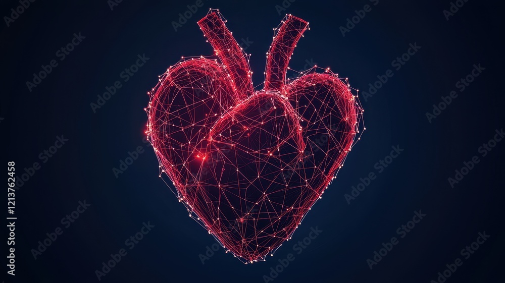 Poster digital heart visualization abstract setting graphic art technology environment close-up view connec