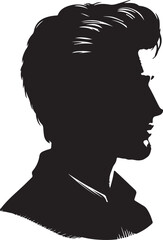 Man head full black Silhouette the white background