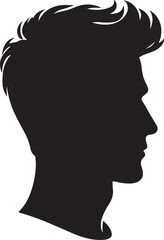 Man head full black Silhouette the white background