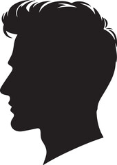 Man head full black Silhouette the white background