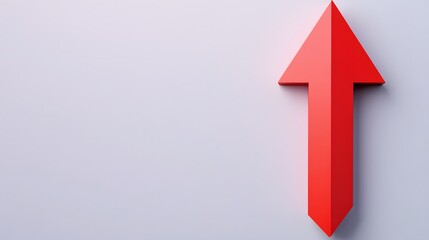 Red Arrow Pointing Upwards On White Background