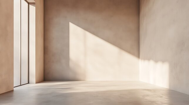 Minimalist Room Sunlight Illuminates Empty Space