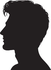 Man head full black Silhouette the white background