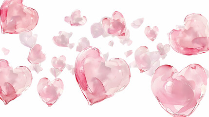 Glossy Pink Hearts Set for Valentine's or Love Decoration,generative ai