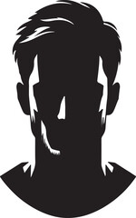 Man head full black Silhouette the white background