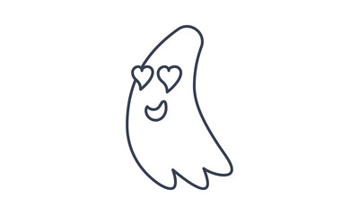 Ghost in love icon. Simple icon for websites, web design, mobile app, info graphics on white background