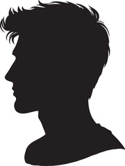 Man head full black Silhouette the white background