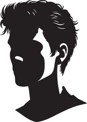 Man head full black Silhouette the white background