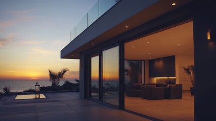 Coastal Sunset Villa: Modern Architecture and Ocean Views