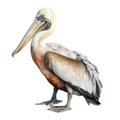 watercolor Pelican isolated white background