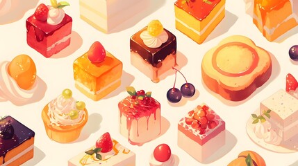 Collection of social media post backgrounds for bakery shops featuring cakes