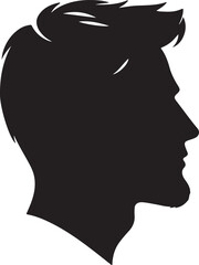 Man head full black Silhouette the white background