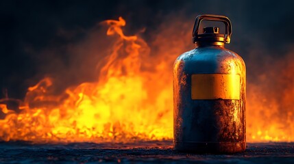 Gasoline bottle against a vibrant backdrop a real world fuel container