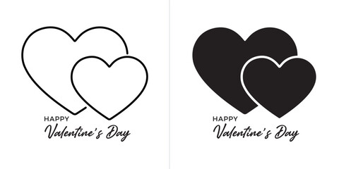 Valentine’s Day line and solid web icon set. Vector illustration
