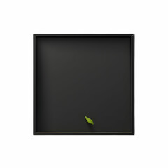 Minimal Black Square Frame with Single Green Leaf,generative ai