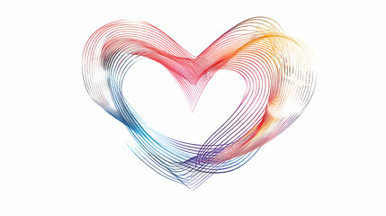 Heart Outline with Colorful Brush Strokes and Transparent Background,generative ai