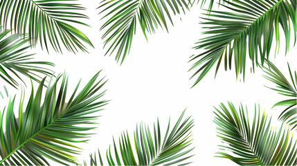 Obraz premium palm leaves border frame isolated on white background,generative ai