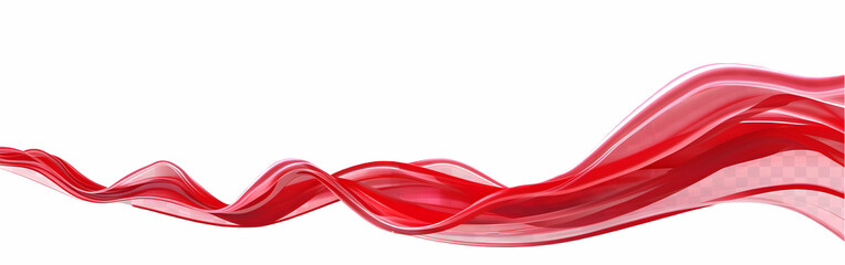 Red Brush Stroke Ribbon Swirl on White Background,generative ai