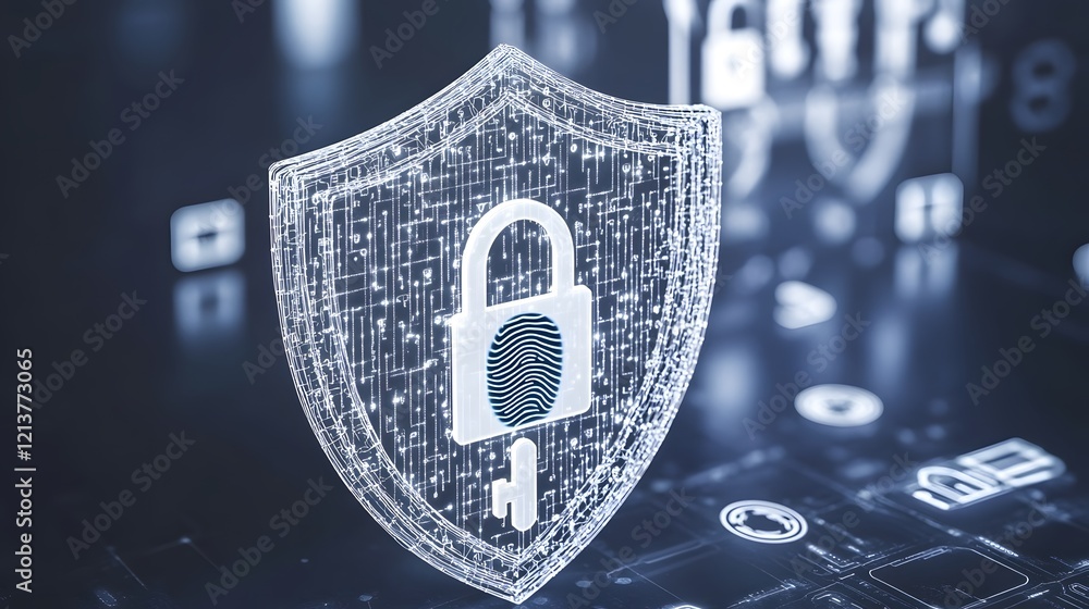 Poster digital shield protecting data with fingerprint authentication