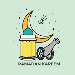 illustration for the celebration of ramadan with line art design