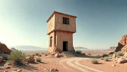 Abandoned Watchtower in Desert