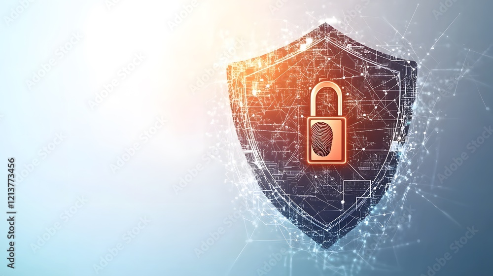 Aufkleber digital shield protecting data with fingerprint security