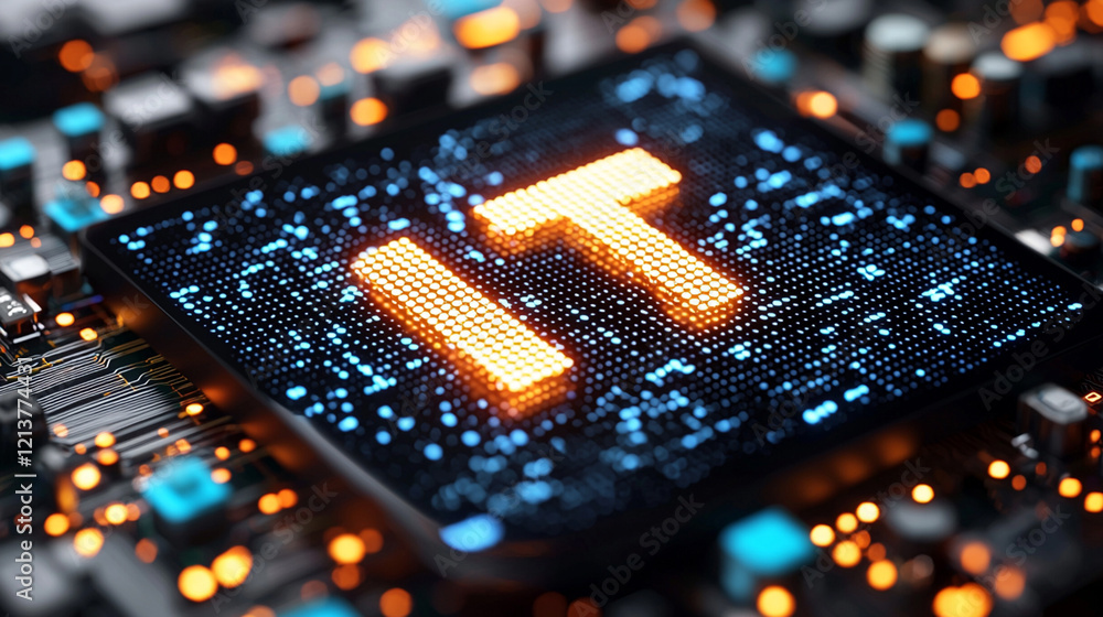 Poster glowing it abbreviation on a computer chip.