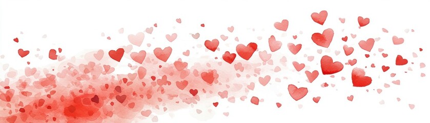 Obraz premium Romantic Watercolor Hearts Flying Background Design for Valentine s Day