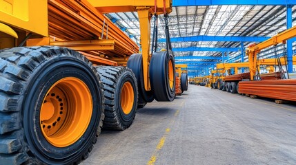 Obraz premium Heavy-duty crane equipment in industrial warehouse setting