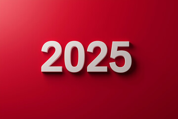 
2025 in white text on a high-resolution red background,