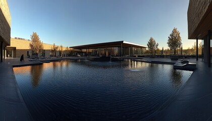 Modern Architecture Reflects in Still Water