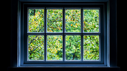 Serene Landscape Seen Through a Window: A Peaceful Summer View