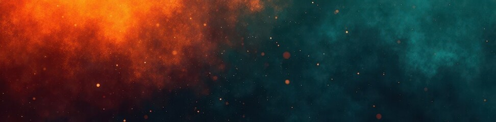 Fototapeta premium Dark orange, teal, black gradient banner Glowing noise texture , texture, gradient