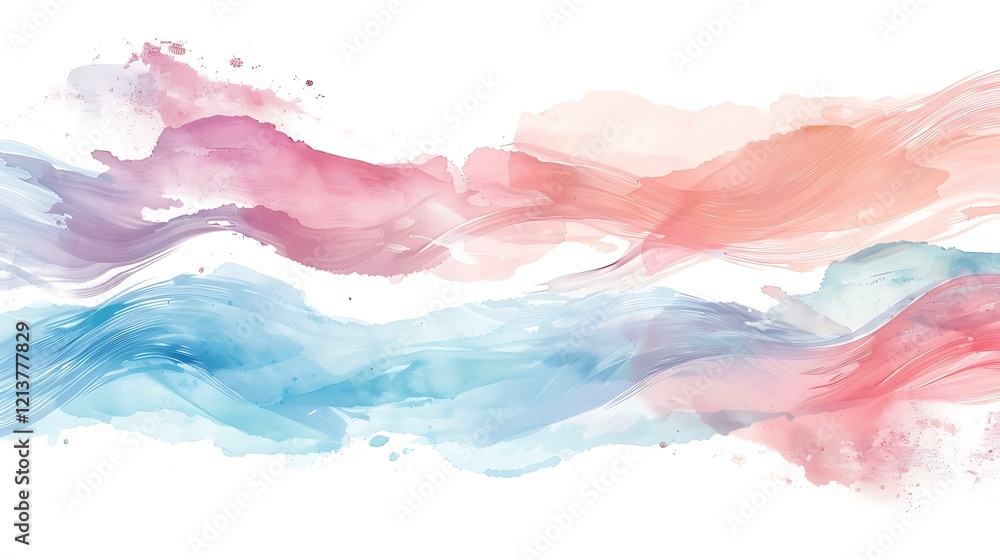 Wall mural a textured abstract design featuring gentle waves and soft hues, displayed on a minimalist white bac
