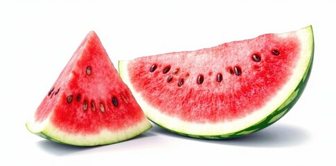Juicy red watermelon slice, watercolor style White background , watercolor, design