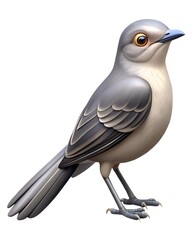 Obraz premium Northern mockingbird 3D render icon isolated on white background