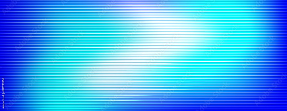 Poster ribbed glass background with horizontal striped texture on gradient blue and bright cyan background.