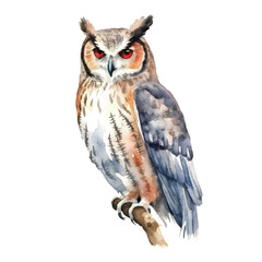 watercolor Owl isolated white background