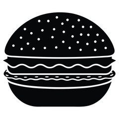 hamburger silhouette vector art illustartion isolated on white
