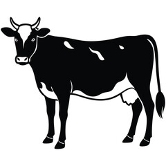 silhouette of a cow vector art illustration