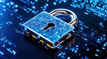 Digital Lock with Code and Abstract Background