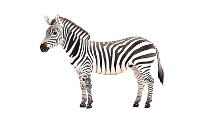 Fototapeta premium A realistic illustration of a zebra standing on a plain background, showcasing its distinctive stripes and posture